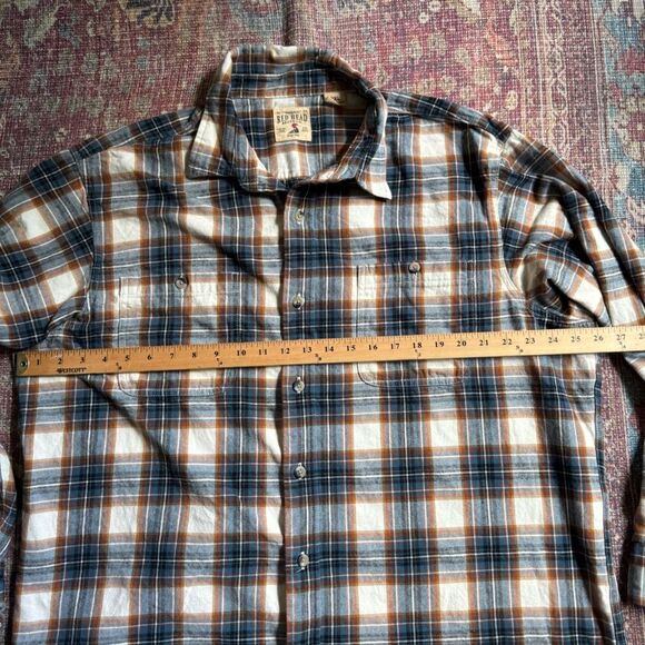 Red Head 2XL Men's Plaid Flannel Shirt - Blue and Brown 100% Cotton - Picture 4 of 8
